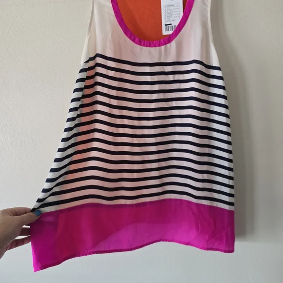 MAEVE ANTHROPOLOGIE Racerback Tanktop Blouse Colorblock Pinstripes Size Large - Picture 8 of 14